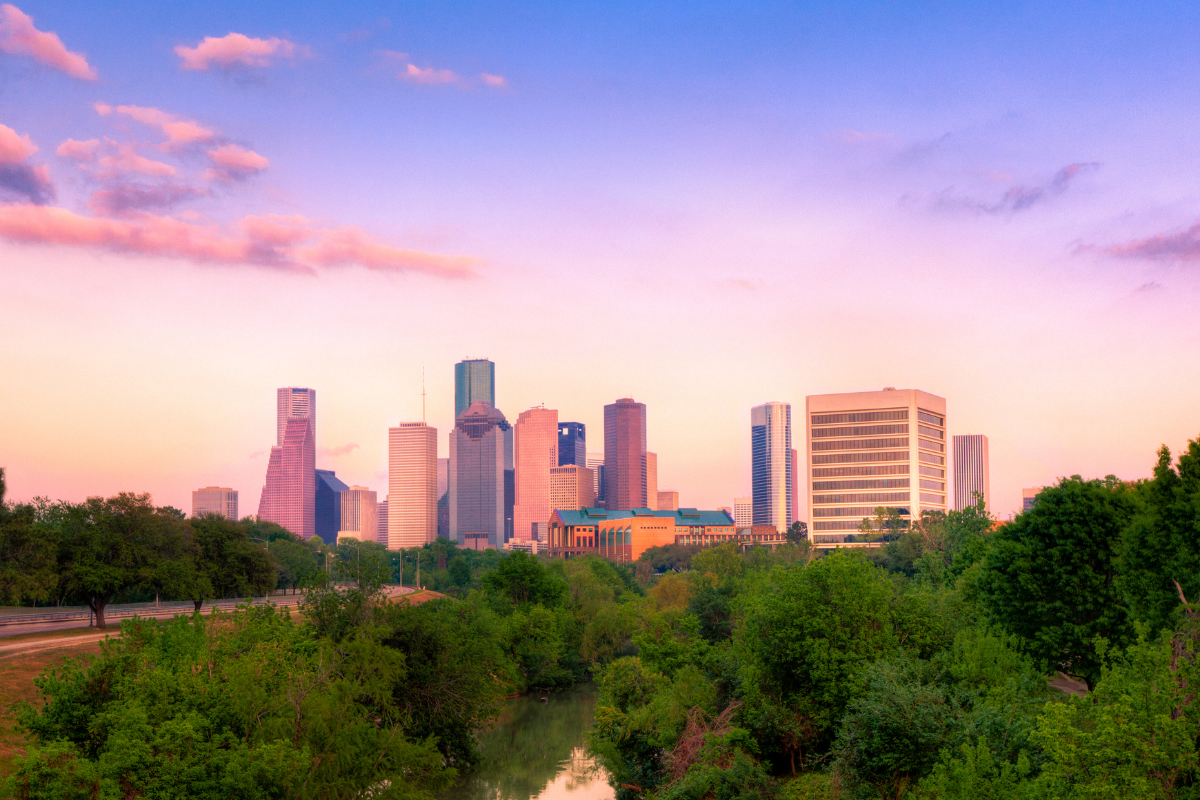 Pink Skyline Houston PNG 